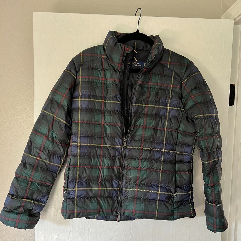 Polo Ralph Lauren Packable Quilted Down Jacket - Size L - Blackwatch Plaid